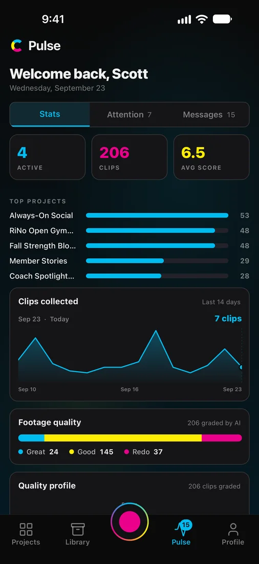 Pulse in the Cinebody app